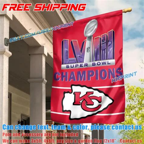 KANSAS CITY CHIEFS Super Bowl LVIII Champions 2023 2024 Banner Flag