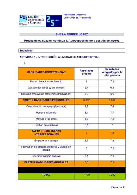 Hd Pec Pec De Habilidades Directivas Del Primer Semestre