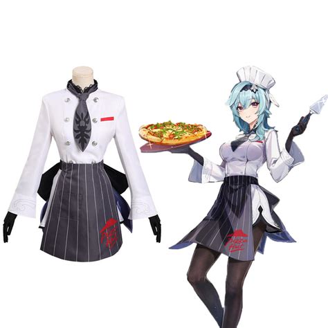 Genshin Impact X Pizzahut Eula Cosplay Costume Full Set Outfits Hall