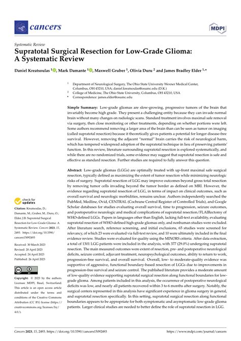 Pdf Supratotal Surgical Resection For Low Grade Glioma A Systematic