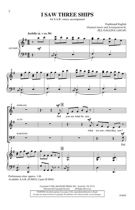 I Saw Three Ships Sheet Music By Jill Gallina SKU 35010244 Stanton