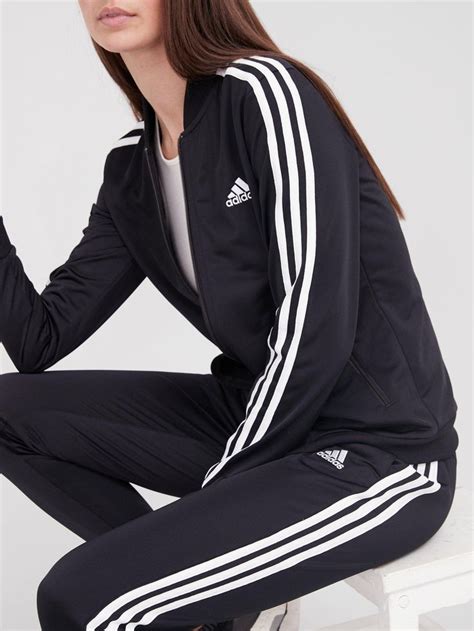 Adidas Essentials 3 Stripes Tracksuit Black Black Adidas Outfit