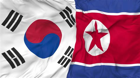 South Korea and North Korea Flags Together Seamless Looping Background ...