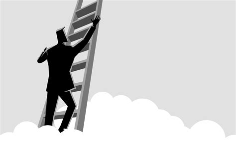 Businessman Climbing A Ladder Above The Clouds 10841972 Vector Art At