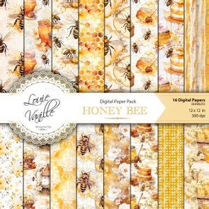 Honey Bee Digital Paper Seamless Spring Vintage Papers Scrapbooking