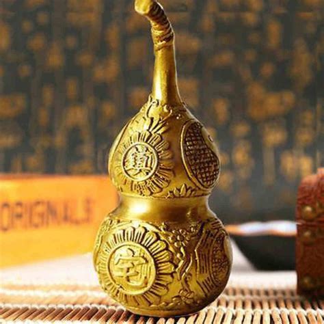 Chinese Brass Feng Shui Gourd Wu Lou Wu Lu Health Enhance Buddhist