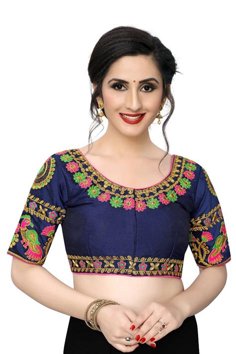 Semi Stitched Multicolor Amrutam Fab Womens Phantom Silk Blouse With