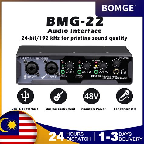 Bomge Usb Audio Interface24 Bit192 Khz With Xlr Phantom Power Direct Monitoring Loopback