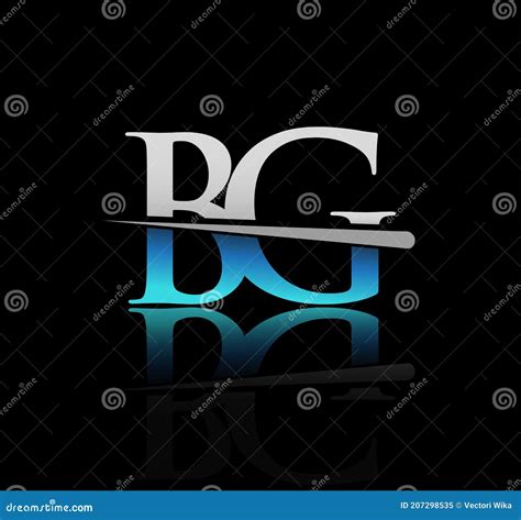 Initial Logotype Letter BG Company Name Colored Blue And Silver Swoosh