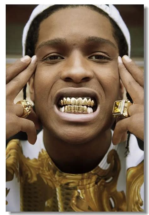 ASAP ROCKY Golden Teeth Modern Stylish Custom Fashion Tatoo On Wall ...