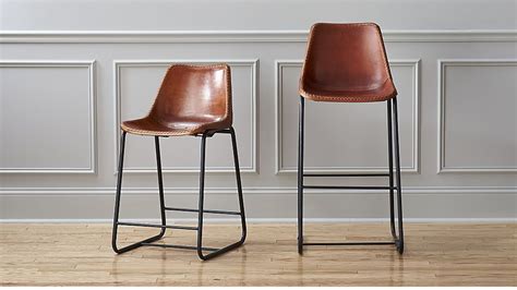 Roadhouse Modern Saddle Leather Modern Bar Stools | CB2 | Leather bar ...