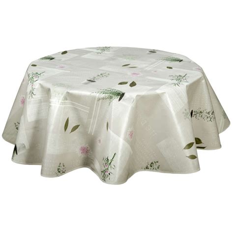 Nappe Ronde Aromatic en Toile Cirée Écru Diam 135 cm Élégance Naturelle