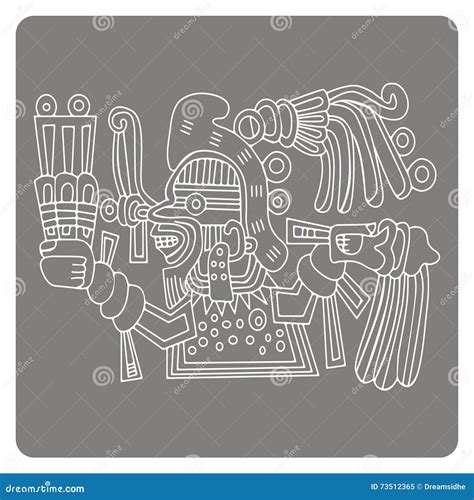 Icono Monocromático Con Símbolos De Los Códices Aztecas Ilustración del