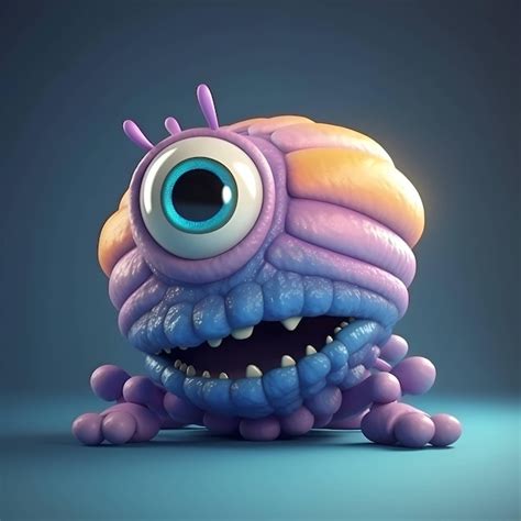 Premium Ai Image Funny Cartoon Monster With Big Eyes 3d Render