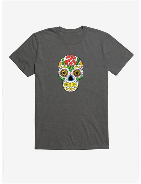 Bright Sugar Skull T Shirt Grey Hot Topic