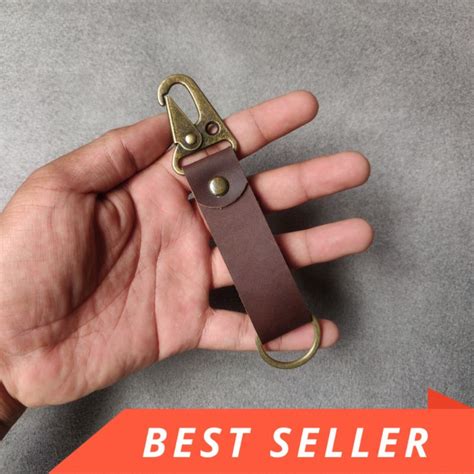 Jual Gantungan Kunci Kulit Leather Tactical Keychain Kulit Asli