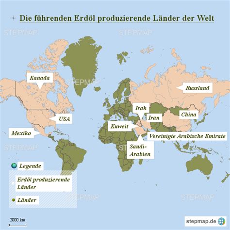 StepMap Erdöl produzierende Länder der Welt Landkarte für Welt