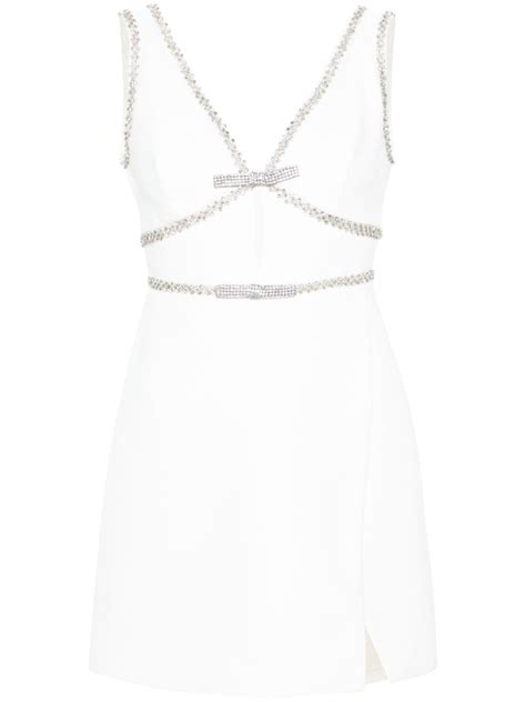 Self Portrait Crystal Embellished Mini Dress White Farfetch