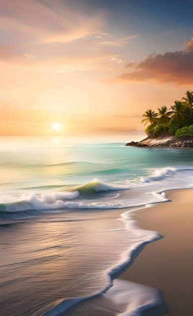 Premium Photo | Sunset on the beach wallpaper background