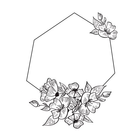 Modern Hand Drawn Geometry Frame With Flowers And Leaves 376353 Vector