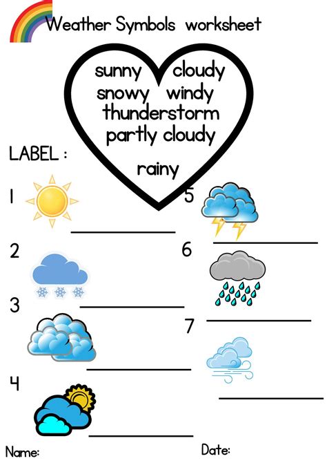 Weather Symbols Worksheet - Worksheets For Kindergarten