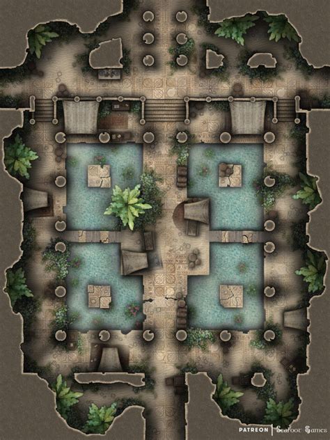 Free Ttrpg Battlemap Alkalis Ruined Temple Refuge Seafoot Games