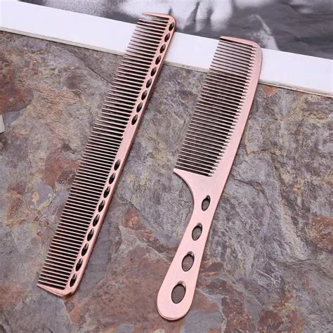 2pcs Metal Steel Hair Comb Professional Salon Hairdresser Hair Cutting Combs Brush Hair Styling