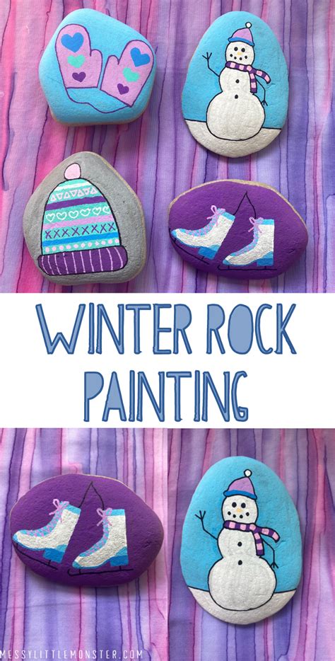 Winter Rock Painting Messy Little Monster