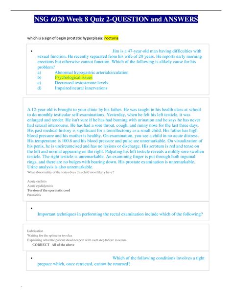 Nursing Nsg Week Quiz Question And Answers South University