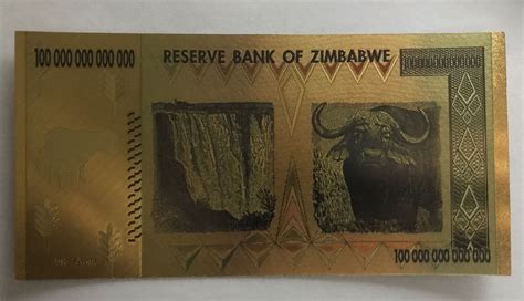 100 Trillion Dollars Zimbabwe Banknote Gold Foil Collectible Ebay