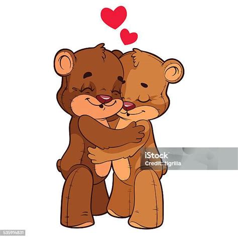 Two Cute Teddy Bear Cartoon