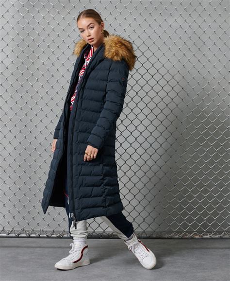 Womens Arctic Long Puffer Coat In Navy Superdry