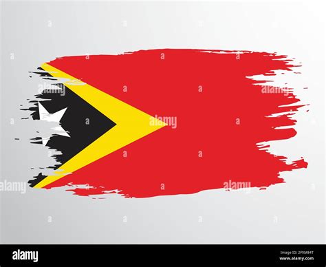 Flag Of East Timor Timor Leste Painted With A Brush Stock Vector