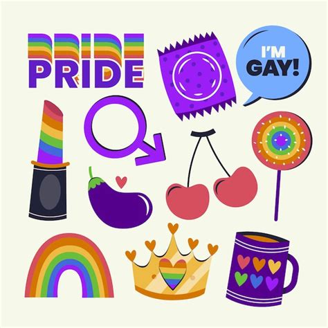 Colección De Elementos Lgbt Del Mes Del Orgullo Plano Vector Gratis