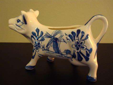 Vintage Bue And White Cow China Creamer Etsy White Cow Blue And