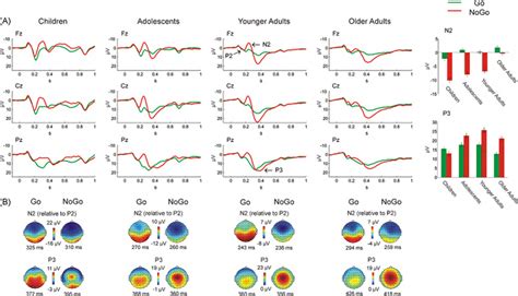 A Grand Average Of The Stimulus Locked Erps In Go And Nogo Conditions