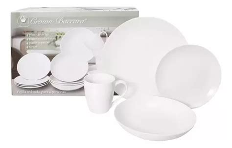 Vajilla Porcelana 4 Personas 16 Piezas Crown Baccara Color Blanco