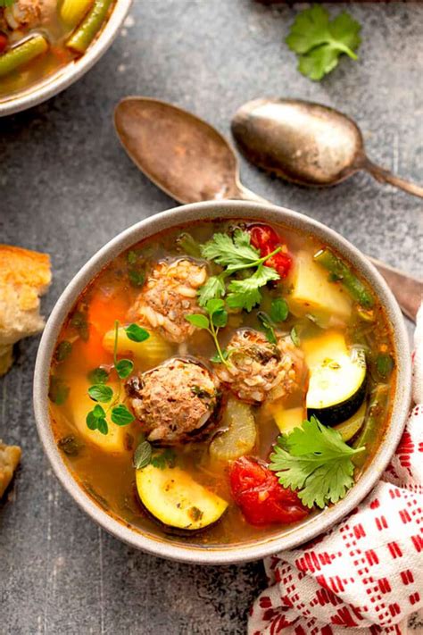 Albondigas Soup Recipe Mexican Meatball Soup Lemon Blossoms