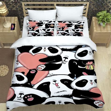 Housse de Couette Dessin Animé Panda Coton Microfibre Multicolore