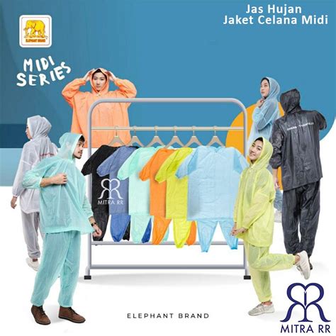 Jual Jas Hujan Jaket Celana Midi Jas Hujan Stelan Remaja Pvc Elephant