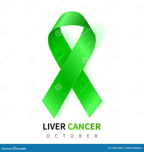 Liver Cancer Awareness Month Realistic Emerald Green Ribbon Symbol