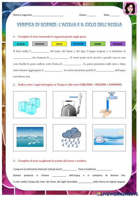 Verifica Di Scienze Gli Stati E Il Ciclo Dell Acqua Worksheet Online