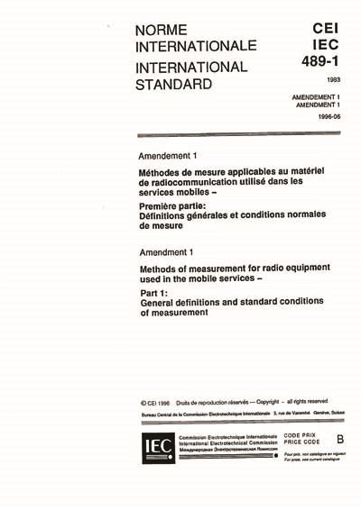 IEC 60489 1 Amd 1 Ed 2 0 B 1996 Amendment No 1 To IEC 489 1