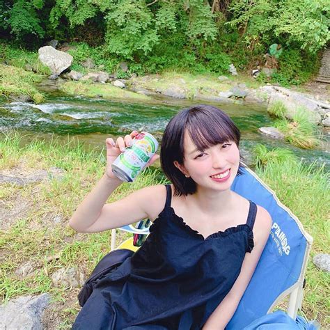 三嵜みさとさんのインスタグラム写真 三嵜みさとinstagram「川でbbq あせだく。 夏 Bbq ビール 木乃伊みさと