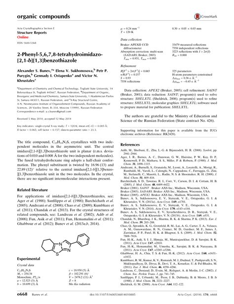 PDF 2 Phenyl 5 6 7 8 Tetrahydroimidazo 2 1 B 1 3 Benzothiazole