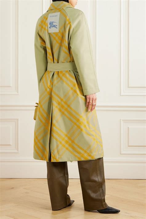 Burberry Appliquéd Belted Checked Cotton Gabardine Trench Coat In Neutrals Endource