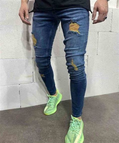 Jean Skinny Destroy Bleu Homme Mode Urbaine