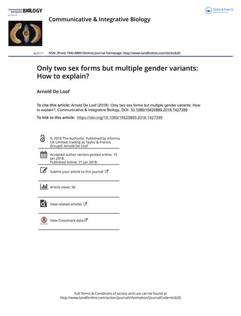 Pdf Only Two Sex Forms But Multiple Gender Variants How To Explain