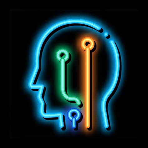 Head Check Biohacking Neon Glow Icon Illustration Vector Art