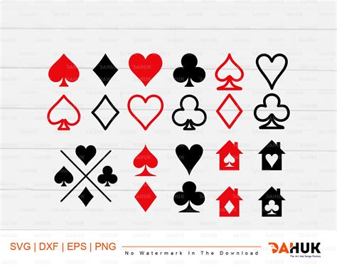 Playing Cards Card Suits Svg Diamond Heart Spade Club Etsy